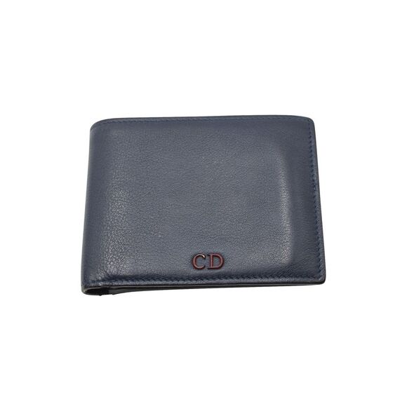 Dior | Bags | Dior Homme Bifold Wallet In Navy Blue Grained Calfskin ...